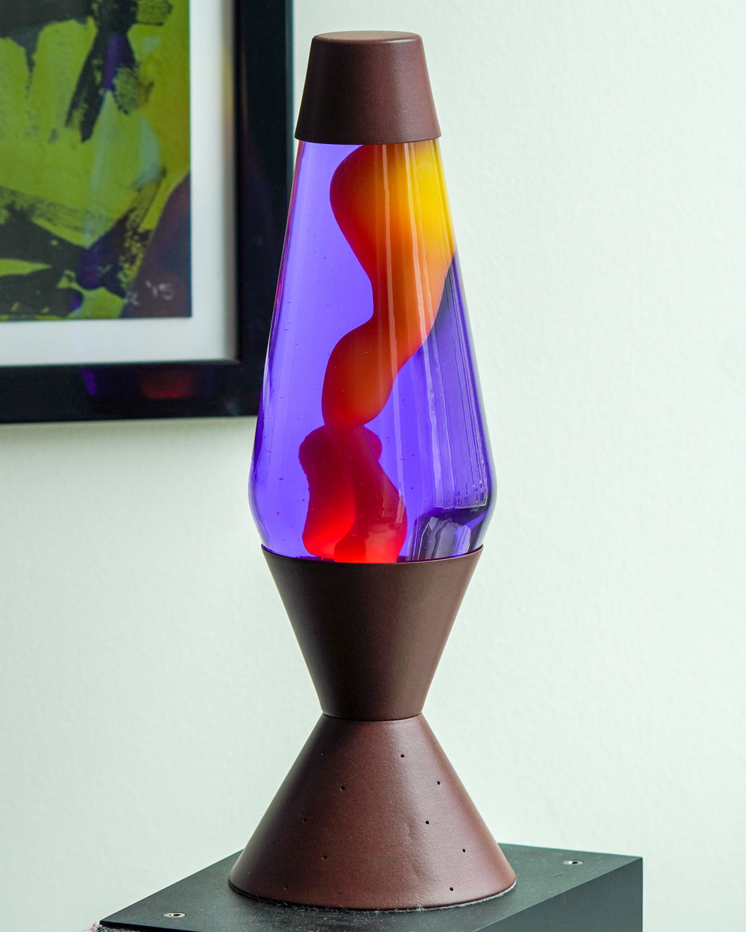 Chocolate Vintage Aristocrat Lava Lamp Restoration with Yellow Wax and Purple Fluid