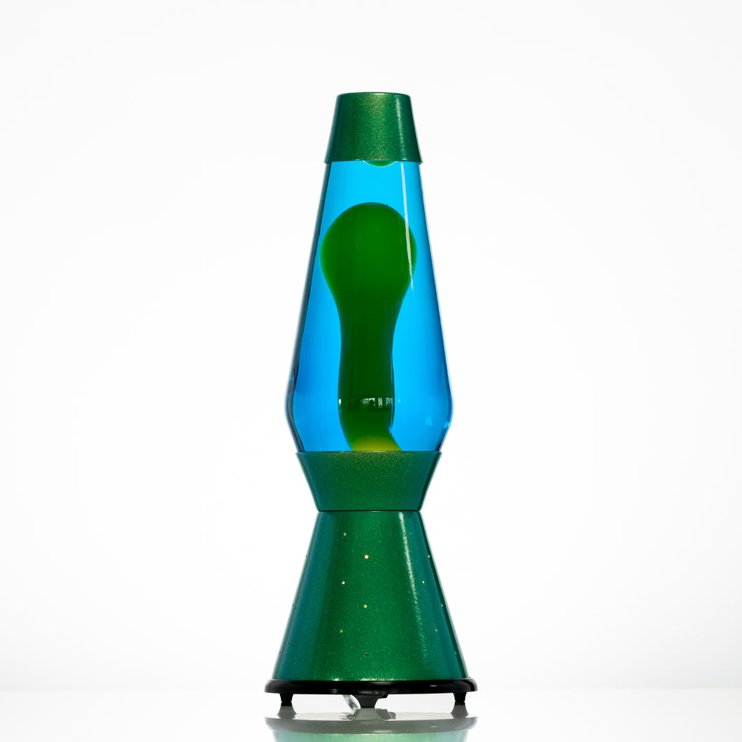 Sparkle Green Vintage Century Lava Lamp Restoration with Yellow Wax and Blue Fluid
