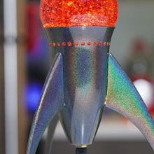Load image into Gallery viewer, Prismatic Starship Glitter Lamp - Red Fluid / Silver Glitter

