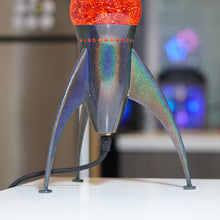 Load image into Gallery viewer, Prismatic Starship Glitter Lamp - Red Fluid / Silver Glitter
