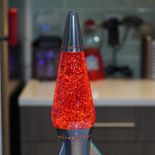 Load image into Gallery viewer, Prismatic Starship Glitter Lamp - Red Fluid / Silver Glitter
