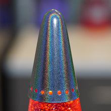 Load image into Gallery viewer, Prismatic Starship Glitter Lamp - Red Fluid / Silver Glitter
