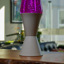Load image into Gallery viewer, Custom Matte White 32oz Glitter Lamp w/ Purple Fluid Silver Glitter
