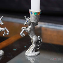 Load image into Gallery viewer, Gem Encrusted Unicorn Candle Holders w/ Candles - New in Box

